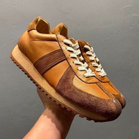 Zapatillas de Moda Juveniles para Hombre, de Cuero Vacuno de Primera Calidad, con Bloques de Color, Tacón Medio, Zapatos Casuales para Caminar, Marrón, Azul Oscuro, Negro