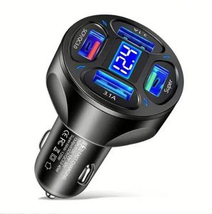 66W Fast Charger 4USB Car Charge Fast Charging Speed Data Transfer Car Charger LCD Display Car Charger for Phones - Product Image 1