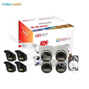 Système de surveillance CCTV 4 intérieur 4 extérieur 1080p audio 8CH 1 To mémoire couleur caméras de sécurité à vision nocturne