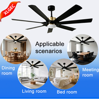 Ventilateur de plafond LED décoratif moderne de 60 pouces avec lumière, télécommande, moteur DC silencieux, intensité variable, 6 vitesses pour cuisine