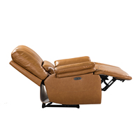 Sillón Reclinable Eléctrico Individual de Cuero Genuino para Sala de Estar Moderna con Cargador USB