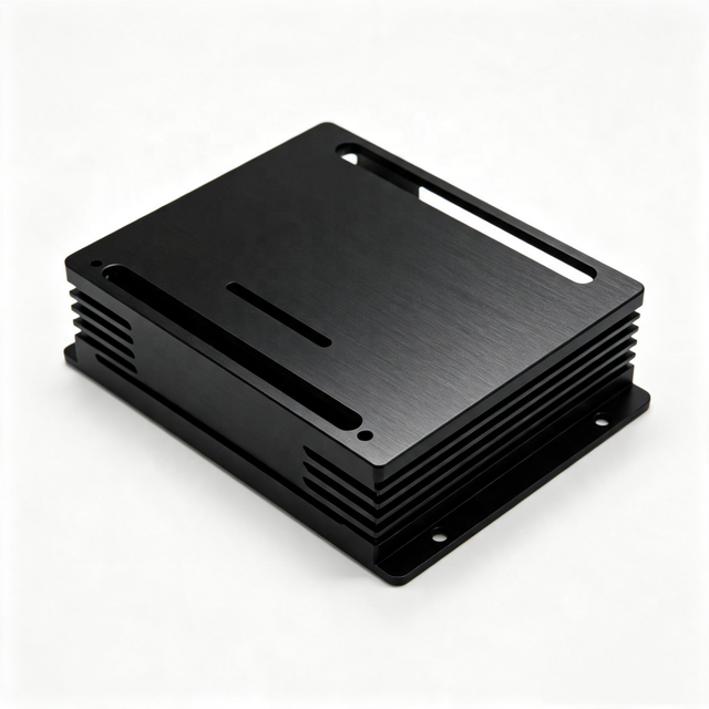 Custom CNC Machined Stainless Steel/Aluminum Power Amplifier Housing-Black Anodized Heatsink Enclosure for Car Audio Telecom