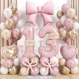 Kit de guirlande de ballons rétro rose et or, décorations pour fête de <span class=keywords><strong>1er</strong></span> anniversaire avec ballons en feuille de numéros et nœuds pour filles - Product Image 2