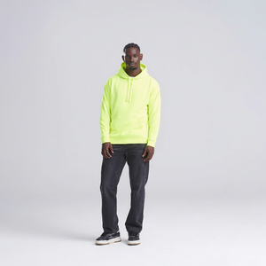 Sweat-shirt à capuche jaune fluo pour homme, coupe classique, décontracté, pour l'automne, 100 % coton molletonné, anti-boulochage, avec poches - Product Image 1