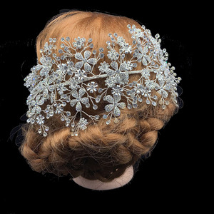 NOUVEAU <span class=keywords><strong>Luxe</strong></span> Argent Fleur mariée <span class=keywords><strong>diadème</strong></span> et couronne de mariage strass bandeau accessoires de cheveux en cristal - Product Image 5