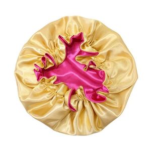 Bonnet en satin réversible de luxe avec logo ou image personnalisée imprimée, avec bande élastique, bonnets maman et moi - Product Image 3