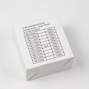Agujas <span class=keywords><strong>para</strong></span> <span class=keywords><strong>Piercing</strong></span> de 50 mm, 100 Unidades por Caja, Desechables, Huecas, <span class=keywords><strong>para</strong></span> Arte Corporal, Tamaños 12g, 13g, 14g, 15g, 16g, 18g, 20g, Surtido - Product Image 6