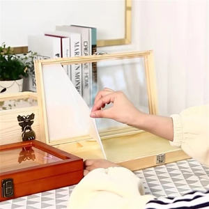 나무 보석함 강화유리 뚜껑 금속 잠금장치 친환경 대용량 수집품 전시 가정용 수납 정리함 - Product Image 3