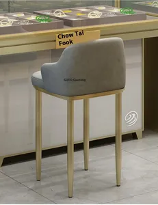 Taburete de mostrador moderno de acero inoxidable, taburete alto con respaldo de cuero para joyería, recepción, gafas, tienda, cajero, silla de Bar DE TRABAJO - Product Image 2