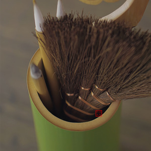 Jarrón de bambú con boca inclinada, redondo, verde, decorativo, estilo chino, adorno Zen para flores, soporte para abanico, origen Anji - Product Image 4
