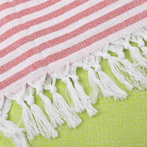 ผ้าขนหนูชายหาดลายทางผ้าฝ้ายขนาด 100x180 ซม. แห้งเร็ว พร้อมพู่ห้อย สำหรับปิกนิกกลางแจ้งและใช้บนชายหาด - Product Image 2