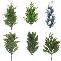 Ranting Pinus Buatan Impor, Hiasan Tanaman Hijau Natal Satu Buah, Ornamen Dekoratif Dalam/Luar Ruangan