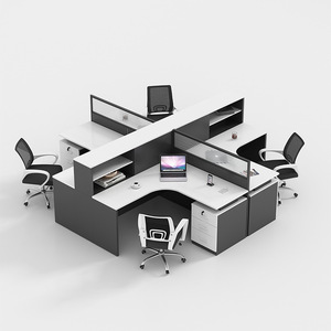 Simple y moderno para 4/6 personas, estación de trabajo, escritorio, partición, cubículo, muebles de oficina con juego de sillas, Panel de estilo de madera para uso en dormitorio - Product Image 4