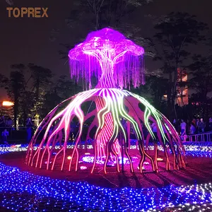 Toprex屋外装飾クリスマスモチーフライトLed 3D巨大なカラフルなマジックツリー大型光ファイバーランプ販売