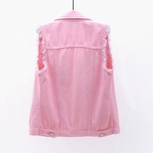 Nuevo <span class=keywords><strong>Chaleco</strong></span> de mezclilla rosa de verano para <span class=keywords><strong>mujer</strong></span>, Chaqueta corta sin mangas con encogimiento de hombros, Top informal versátil a la moda - Product Image 5