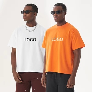 T-shirt homme coupe boxy, qualité supérieure, 100% coton tricoté 180g, style décontracté, uni. - Product Image 1