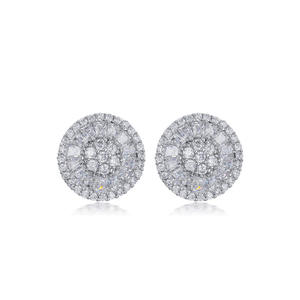 Pendientes de Diamantes de Lujo, Corte Brillante Redondo Blanco, Diseño Floral Envolvente, para Boda, Joyería Fina para Mujer - Product Image 1