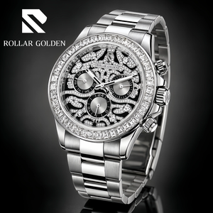 Montres mécaniques étanches pour hommes Rolar Golden Private Label, Reloj <span class=keywords><strong>Montre</strong></span>, <span class=keywords><strong>montre</strong></span> automatique de luxe pour hommes avec diamants - Product Image 2