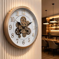 Jam Dinding Besi Gaya Steampunk 3D dengan Roda Gigi Terlihat, Bingkai Emas Mewah, Quartz Senyap, Tahan Air, Set Empat Bagian, untuk Kantor/Kafe