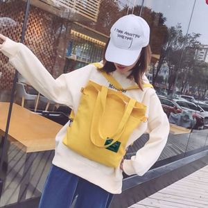 Sac à bandoulière multifonctionnel coréen en toile pour étudiants, sac à dos et sac fourre-tout en toile pour femmes - Product Image 5