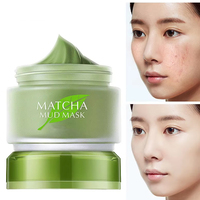 Masque de boue au thé vert biologique et à la vitamine C, à base de plantes, pour le visage, nettoyage en profondeur des pores, anti-acné, éliminateur de points noirs