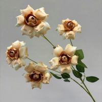 Roses artificielles en soie exquises à pétales retournés, fleurs multi-têtes à 5 têtes pour arrangements floraux de mariage