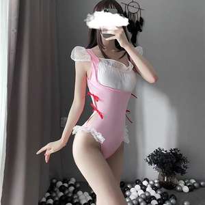 Uniforme de sirvienta Kawaii, lencería Sexy japonesa, traje de baño para colegiala, disfraces de Cosplay, diseño de entrepierna abierta sin espalda para mujer - Product Image 3