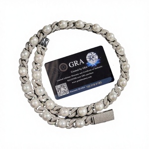 Cadena Cubana de Perlas de 15 mm con Incrustaciones de Diamantes Moissanite, Chapada en Oro Rosa de 18K y Plata de Ley 925, Estilo Hip Hop, Marca Lifeng, para Regalo - Product Image 2