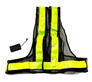 Alta visibilidade Mesh Safety Vest Fabricante com fitas reflexivas PVC Controlável LED Light brilhando na noite para a segurança