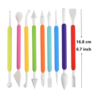 9-teiliges Set Bunte Plastik-Handmodellierwerkzeuge für Töpfern, Fondant, Kekse, Blumen und Kuchendekoration