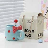 Tasses en porcelaine à pois charmantes avec nœuds, design moderne, compatibles lave-vaisselle et micro-ondes, décoration d'intérieur, mugs pour le thé et le café