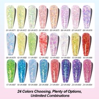 R S Nail Professional 30g Gel Poly Scintillant Coloré 24 Couleurs Gel Poly Acrylique Longue Durée pour Extension d'Ongles avec Lampe UV LED