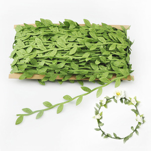 Meng Weihe Artificial <b>Willow</b> Leaves Garland 200m Polyester Fabric Wedding Outdoor Decor DIY <b>Wreath</b> Props - Product Image 1