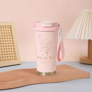 Nueva bebida doble Linglan café de alta calidad 316 taza de vacío de acero inoxidable cuerda que sostiene la taza de paja portátil - Product Image 6