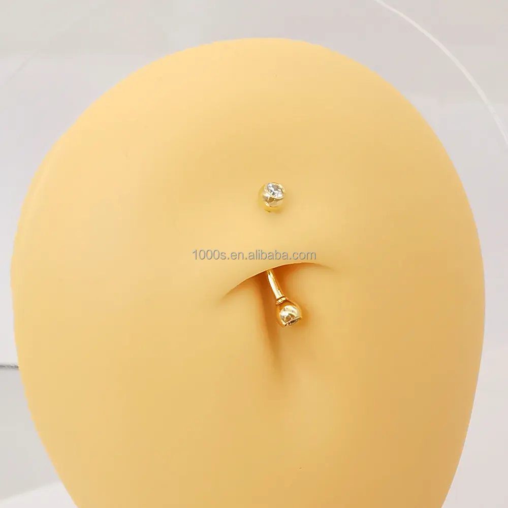 Bán buôn au585 14k vàng thật với Zircon đồ trang sức tốt piercing bụng nút Vòng đồ trang sức cơ thể chất lượng tốt Hot Bán