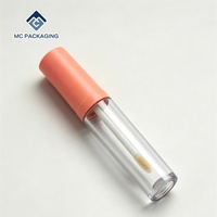Emballage personnalisé pour gloss à lèvres, flacon transparent rechargeable avec pinceau, tube cylindrique simple pour huile à lèvres