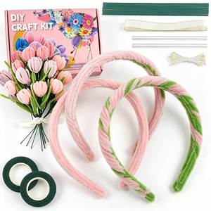 ชุดงานฝีมือ DIY สำหรับเด็ก ชุดอุปกรณ์ทำของตกแต่งจากกำมะหยี่เชนิลล์ เนื้อนุ่ม สร้างสรรค์ของตกแต่งสีสันสดใส ทำด้วยมือ - Product Image 1