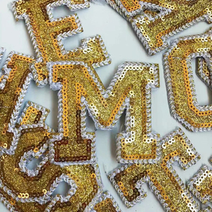 Tùy Chỉnh Vàng Long Lanh Thư Vá Đính Sắt Trên Long Lanh Sequin Thư Các Bản Vá Lỗi Kích Thước Nhỏ Thư Phù Hiệu - Product Image 6