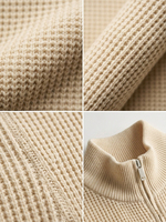 Pull en tricot décontracté pour homme, hiver, respirant, en coton biologique 100% de qualité supérieure, 7GG avec fermeture éclair à point de surjet