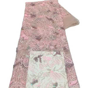 Тяжелая ткань с блестками, розовая ткань с двойными блестками, вышитая кружевная французская тюль