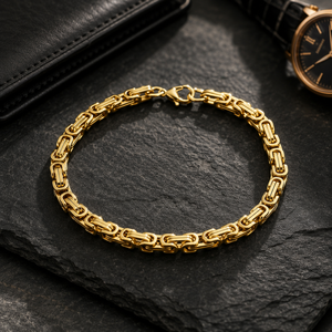 Set Collana e Bracciale da Uomo con Catena Bizantina, Gioielli Minimalisti alla Moda - Product Image 1