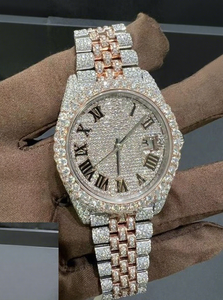 Montre de luxe Hip Hop automatique pour homme en acier inoxydable avec boîtier en moissanite et bracelet à fermoir, résistante à l'eau 10 bars - Product Image 1