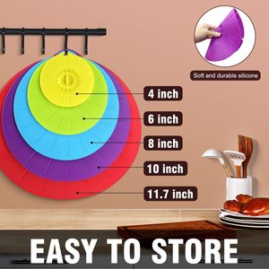 Silicone <b>Lids</b> for Food Storage Food Grade Reusable Silicone Bowl Covers for <b>Pots</b> and Pans Microwave Splatter Cover Fits Cups - Product Image 2