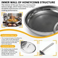 Poêle en acier inoxydable 304, poêle à nid d'abeilles antiadhésive, poêle à frire, compatible induction et gaz, pour la maison et les restaurants