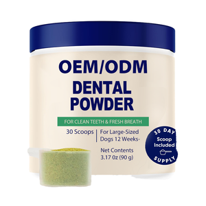 ผงทำความสะอาดฟันสำหรับสุนัข OEM/ODM ขนาด 3.17 ออนซ์ (90 กรัม) สำหรับสุนัขพันธุ์ใหญ่ ช่วยทำความสะอาดฟัน ลมหายใจหอมสดชื่น ใช้ได้ 30 วัน - Product Image 1