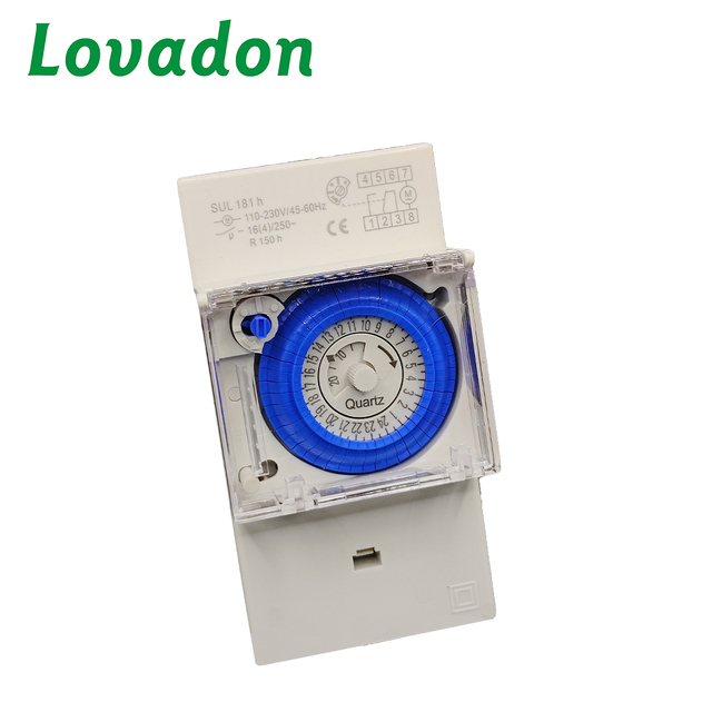 Cheap Wholesale Din Rail Analog Mechanical Timer Switch 24 Hours 16A 250V LOVADON SUL181H