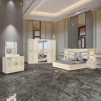 Ensemble de meubles de chambre d'hôtel modernes en MDF DA VINI – Lit double (1,8 m), tables de chevet, coiffeuse, tête de lit lumineuse et réglable