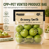 Voedselveilige, hersluitbare verpakkingen voor fruit en groenten, op maat bedrukt, CPP PET gelamineerde ziplock zakken met ventilatie.