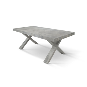 Extendable Dining <b>Table</b> Cement Gray 160x90 Mdf Base Melamine <b>Top</b> Internal Use - Product Image 1