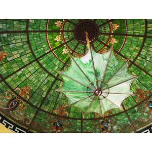 Plafonnier en verre teinté vert, luminaire en verre Tiffany, dôme en verre mosaïque, <span class=keywords><strong>plafond</strong></span> décoratif en verre teinté, toit en verre teinté - Product Image 3